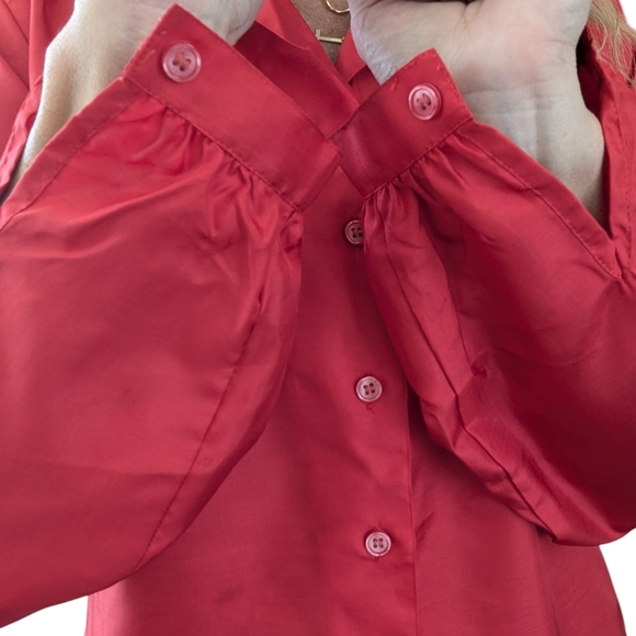 Vintage Shapely Women’s Red Satin Button-Up 1960s Elegant Dressy Top Size 8 - Picture 14 of 14